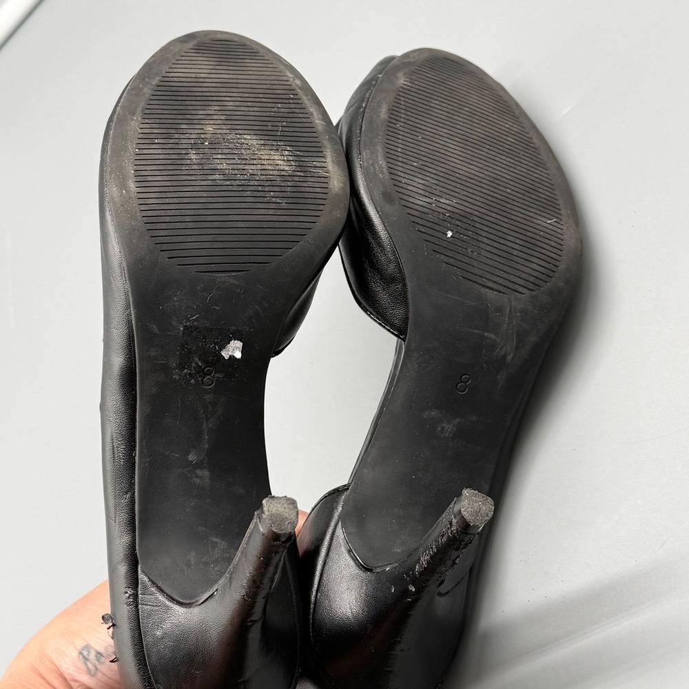 Coach and Four Womens Black Peep Toe d'Orsay Bow Stiletto Heels Size 8 Luxury - Picture 9 of 12